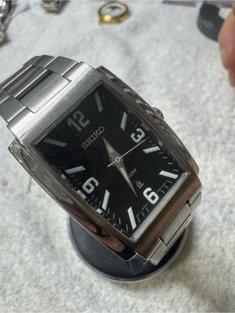Seiko Silver Stainless Steel Watch with Black Dial - Picture 6 of 10